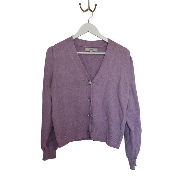 Anne Taylor LOFT Purple Bedazzled Cardigan Sweater- Small - Picture 4 of 16